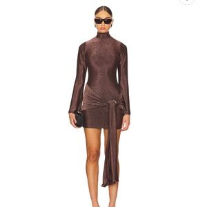 Seraphina Tie Front Dress in Bronze